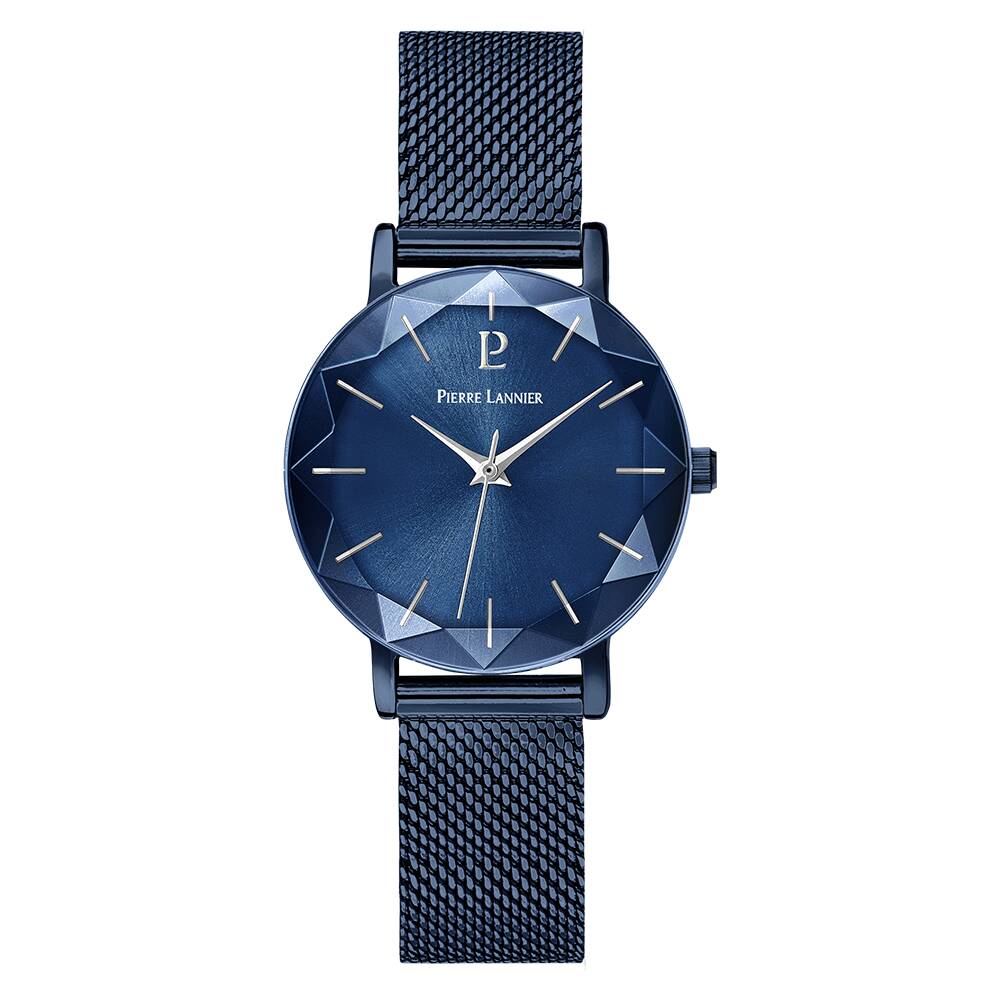 PIERRE LANNIER Ladies Quartz Watch MULTIPLES Sunray Blue Dial Blue Milanese stainless steel 14MM Strap 010P968
