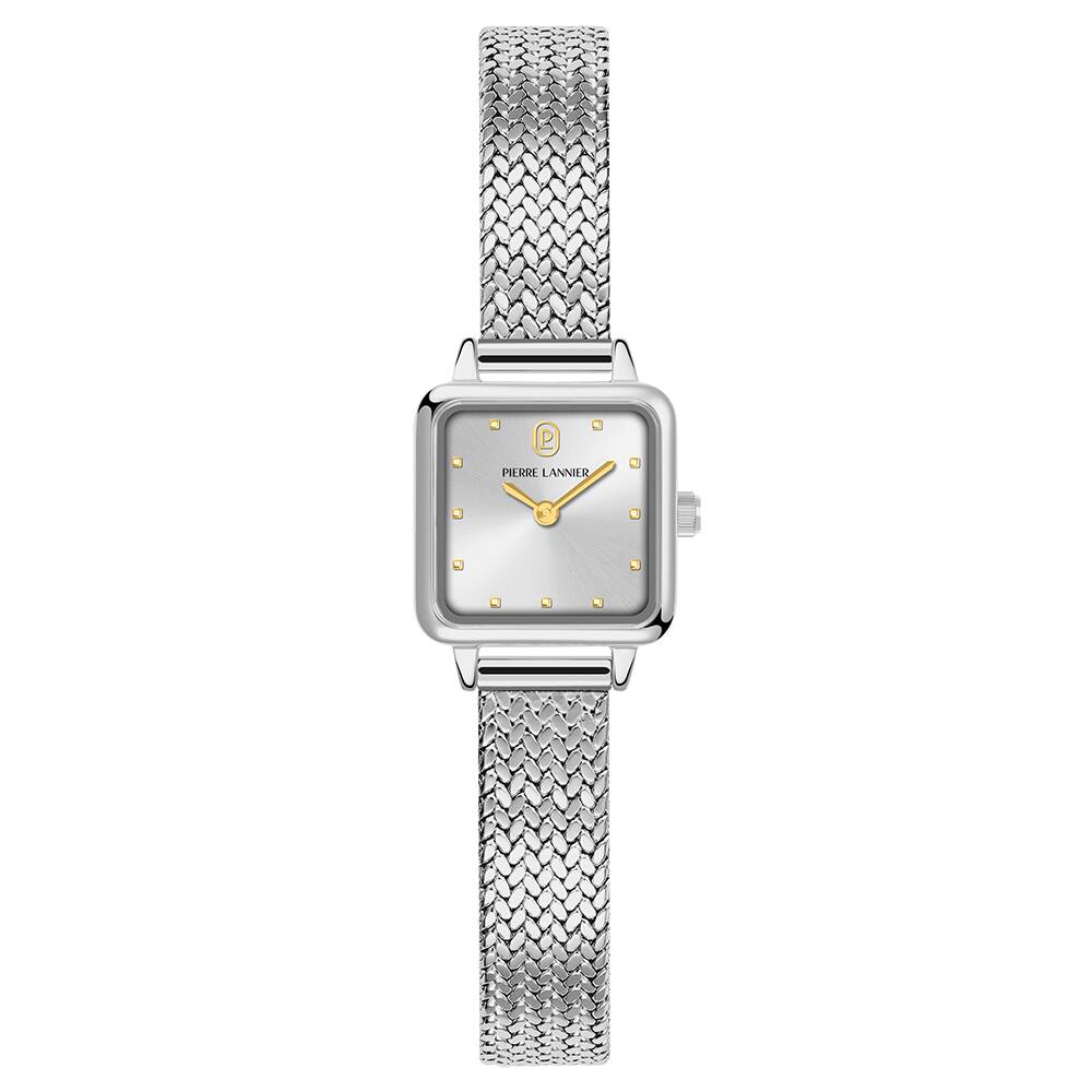 PIERRE LANNIER Ladies Quartz Watch NEORA Sunray Silver Dial Silver Milanese stainless steel 10MM Strap 058J621