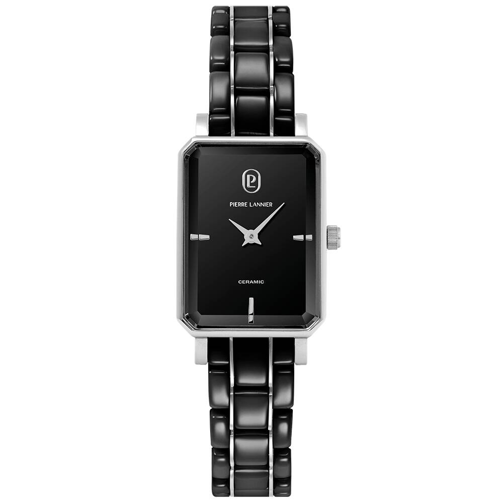 PIERRE LANNIER Ladies Quartz Watch ARIANE Black Dial Black Ceramic steel 12MM Strap 084K839