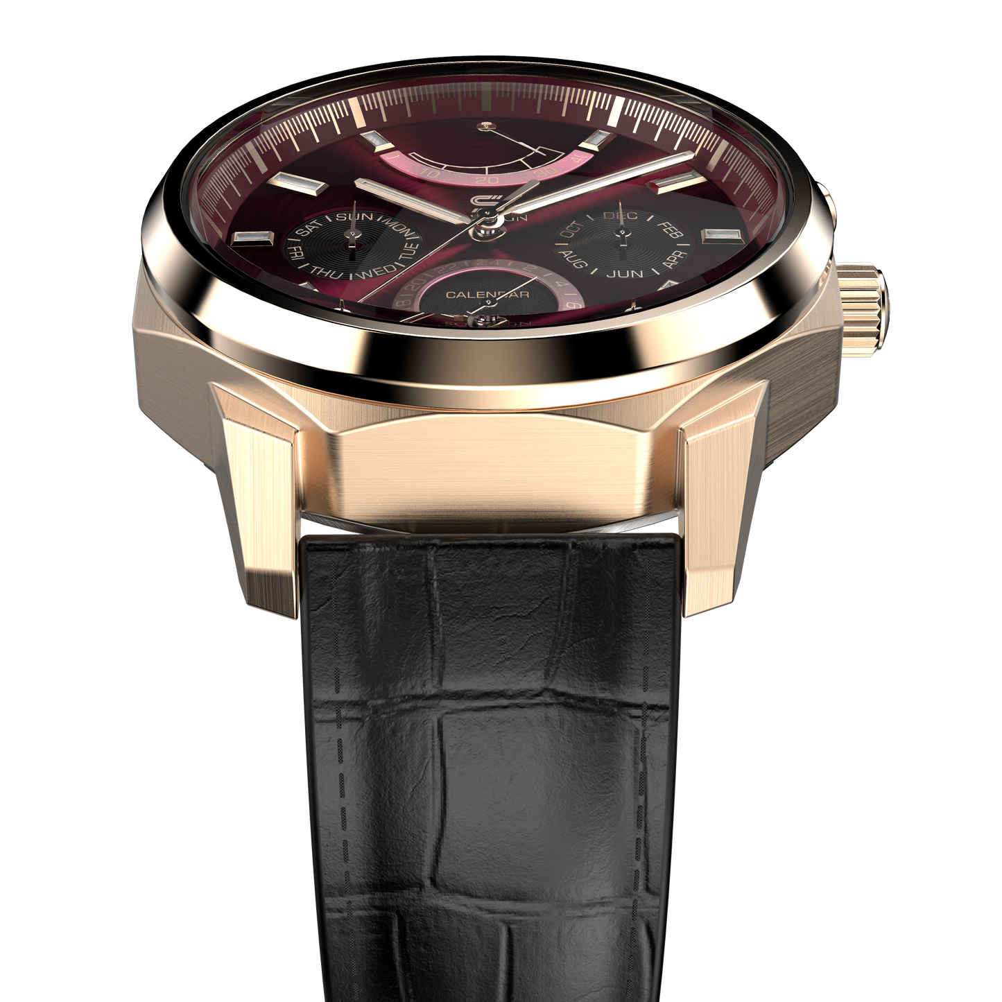 SOVRYGN Calendar Rose wine wristwatch for men