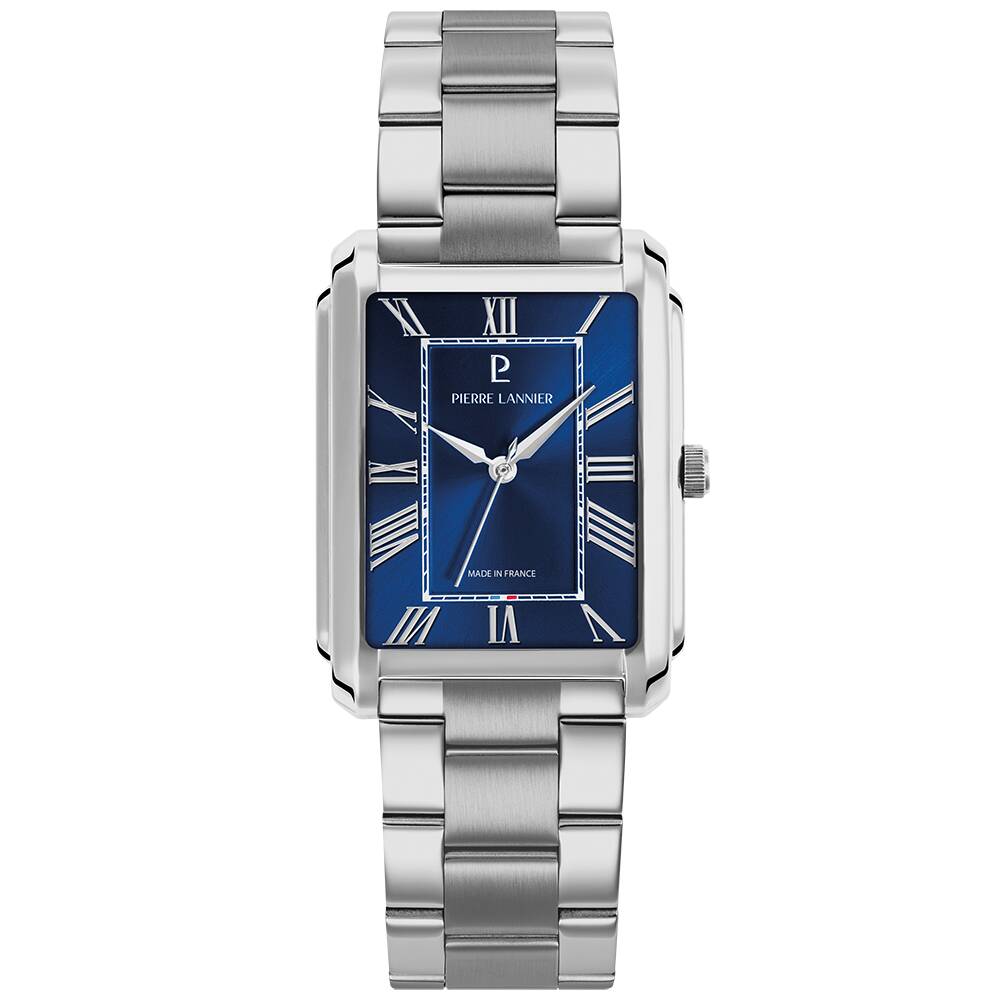 PIERRE LANNIER Men Quartz Watch EMPIRE Sunray Blue Dial Silver Stainless steel 20MM Strap 213F161