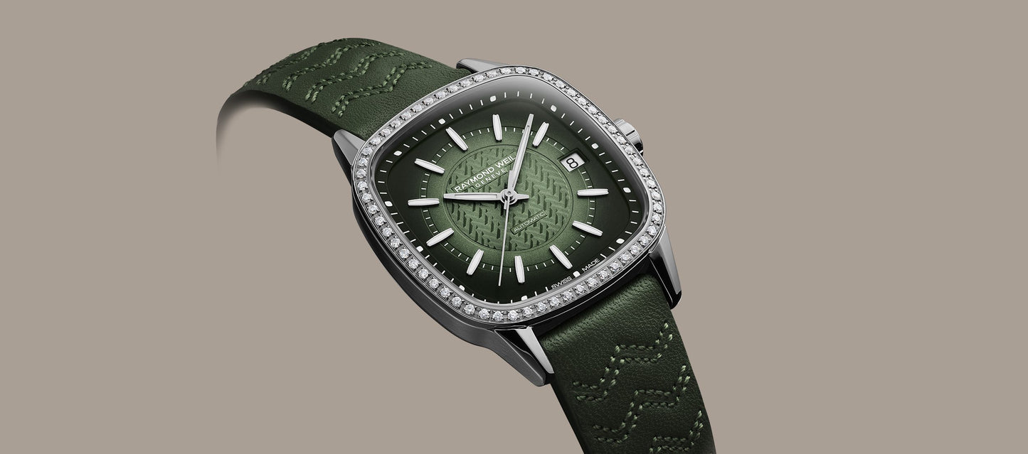 Raymond Weil Freelancer 女士自动绿色表盘皮带 2490-SCS-52051