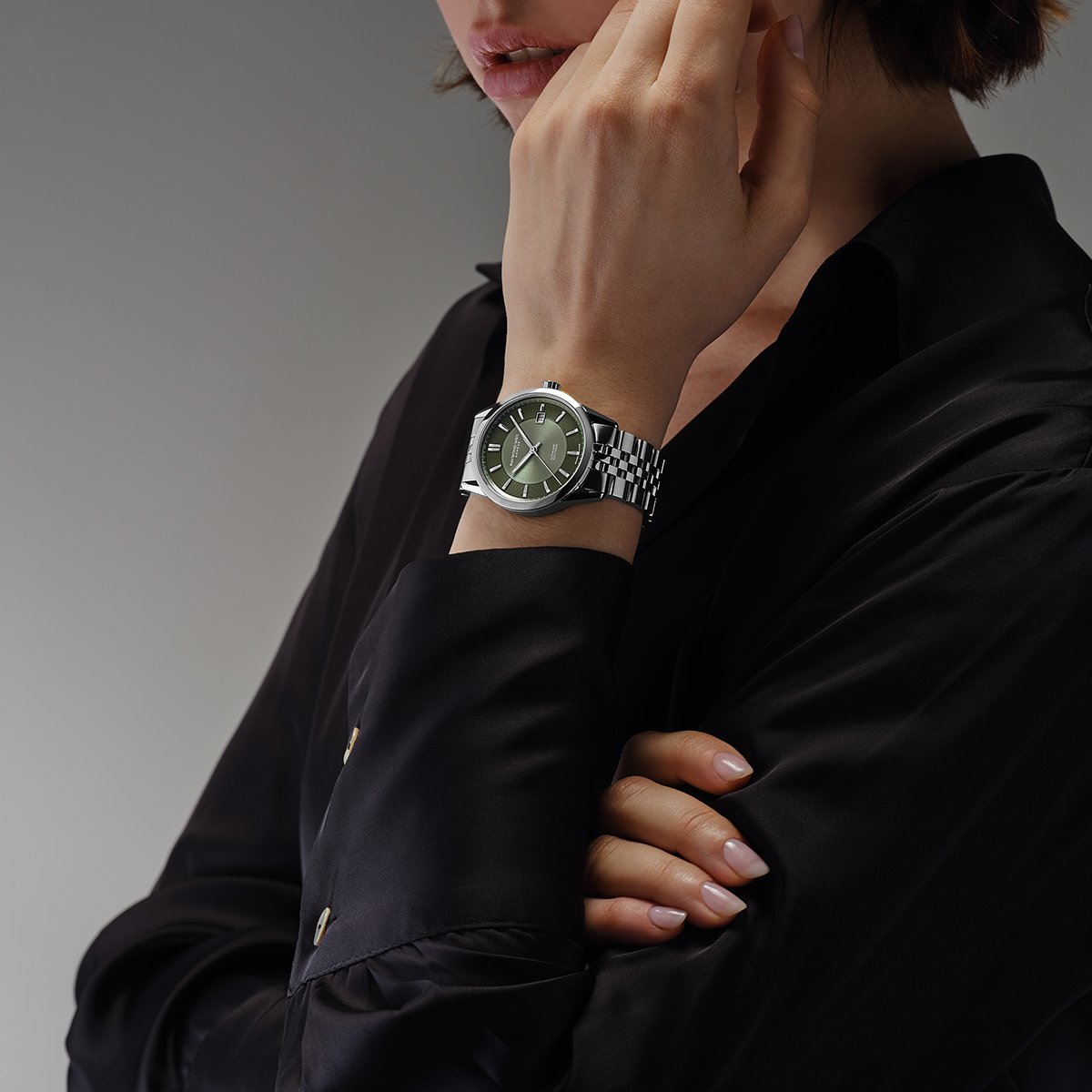 Raymond Weil Freelancer 男士自动橄榄绿色表盘不锈钢表链 2771-ST-52051