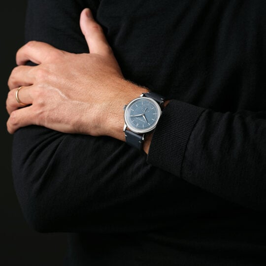 Raymond Weil Millesime 男士自动牛仔蓝色表盘皮表带 2930-STC-50011