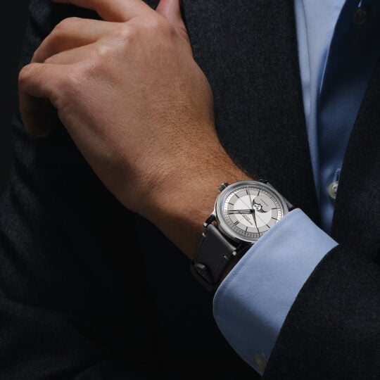 Raymond Weil Millesime男士自动机械月相银色表盘皮革表带2945-STC-65001