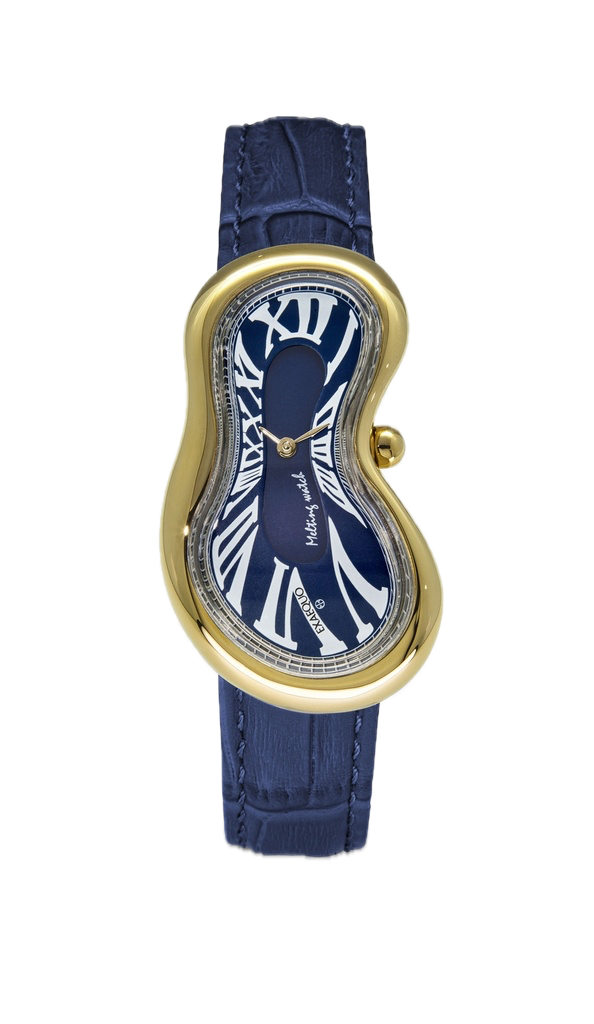 Exaequo Melting Watch SS PVD Gold, Dark Blue Dial