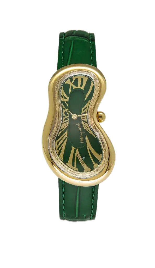 Exaequo Melting Watch SS PVD Gold, Green Dial