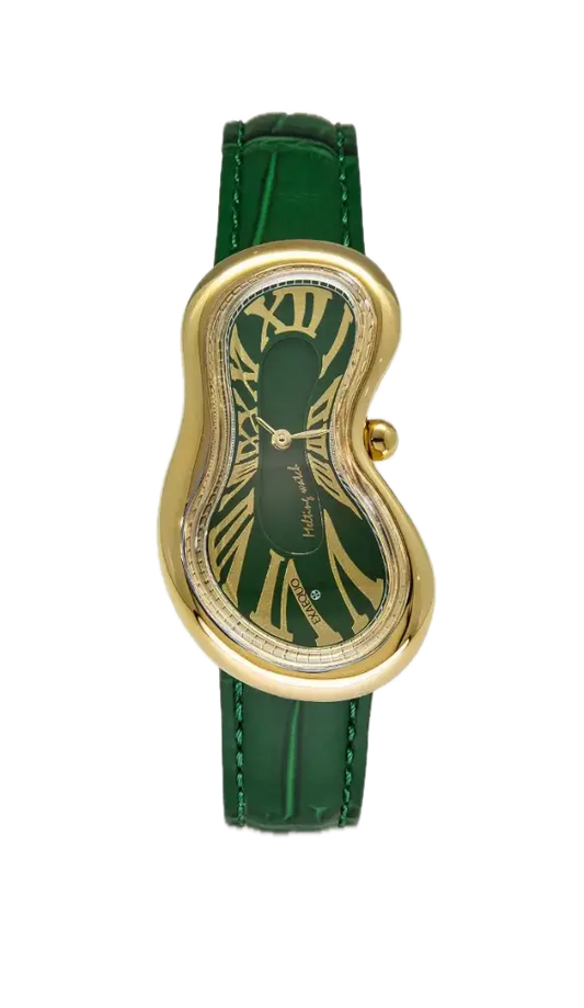 Exaequo Melting Watch SS PVD Gold, Green Dial
