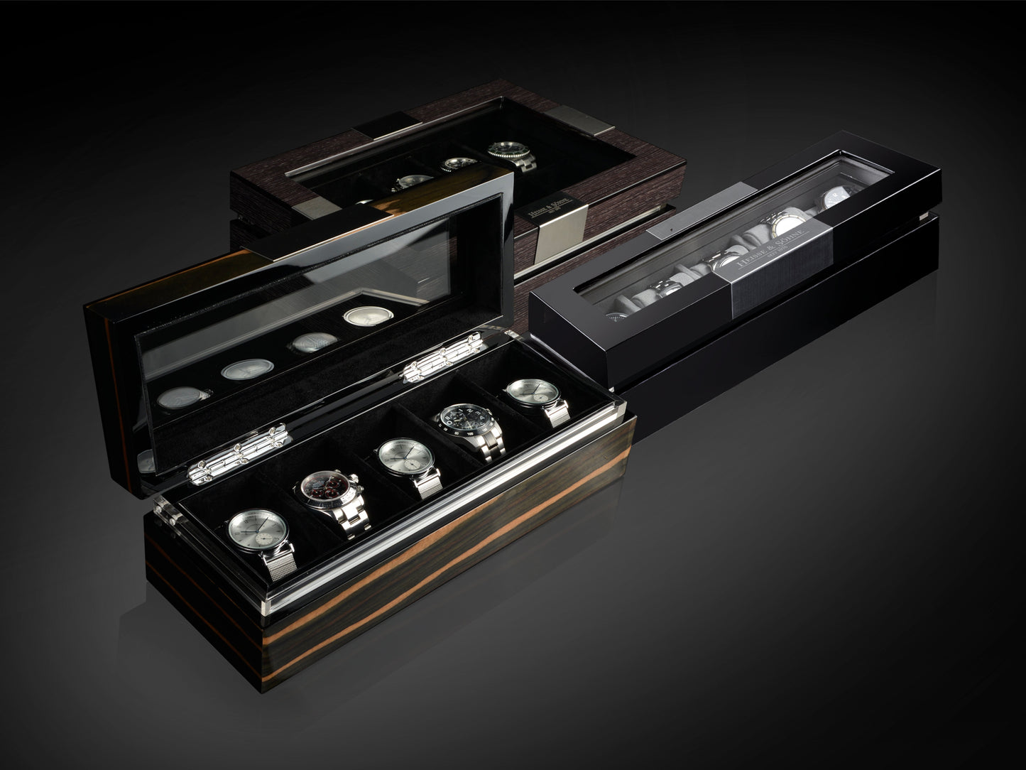 Executive 5 Watches Black & Gray Box