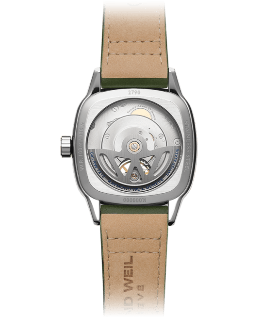 Raymond Weil Freelancer Calibre RW1212 男士自动绿色皮革表带 2790-STC-52051