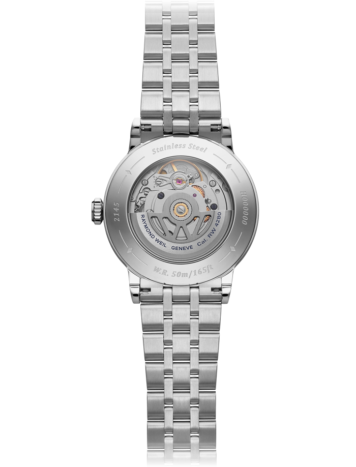 Raymond Weil Millesime 女士自动月相牛仔蓝色表盘手链 2145-STS-05511