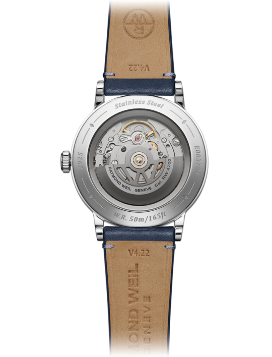Raymond Weil Millesime 男士自动蓝色皮革表带 2925-STC-50001