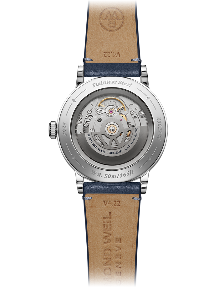 Raymond Weil Millesime 男士自动蓝色皮革表带 2925-STC-50001