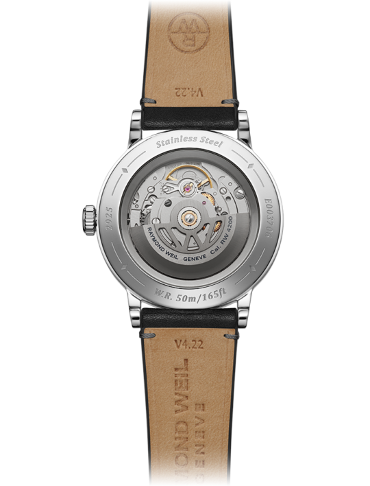 Raymond Weil Millesime 男士自动黑色皮革表带 2925-STC-60001