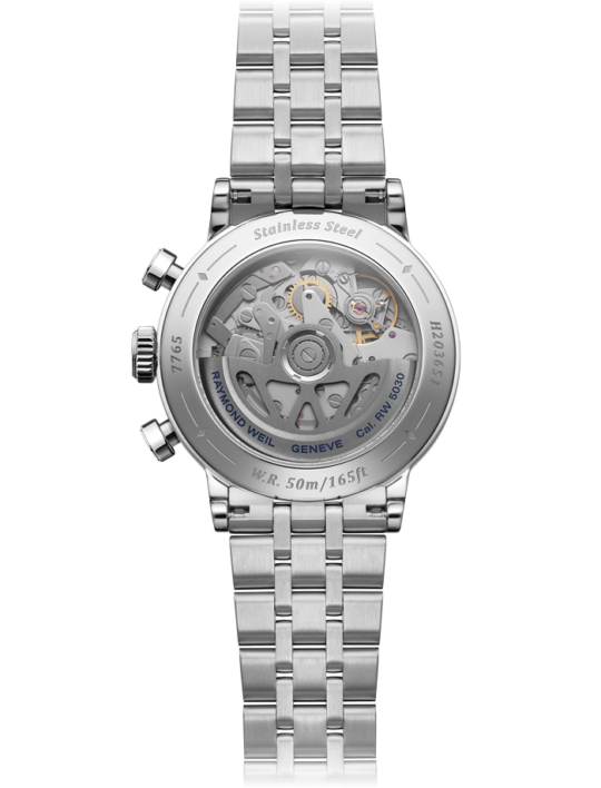 Raymond Weil Millesime 男士自动计时午夜蓝表盘手链 7765-ST-50651