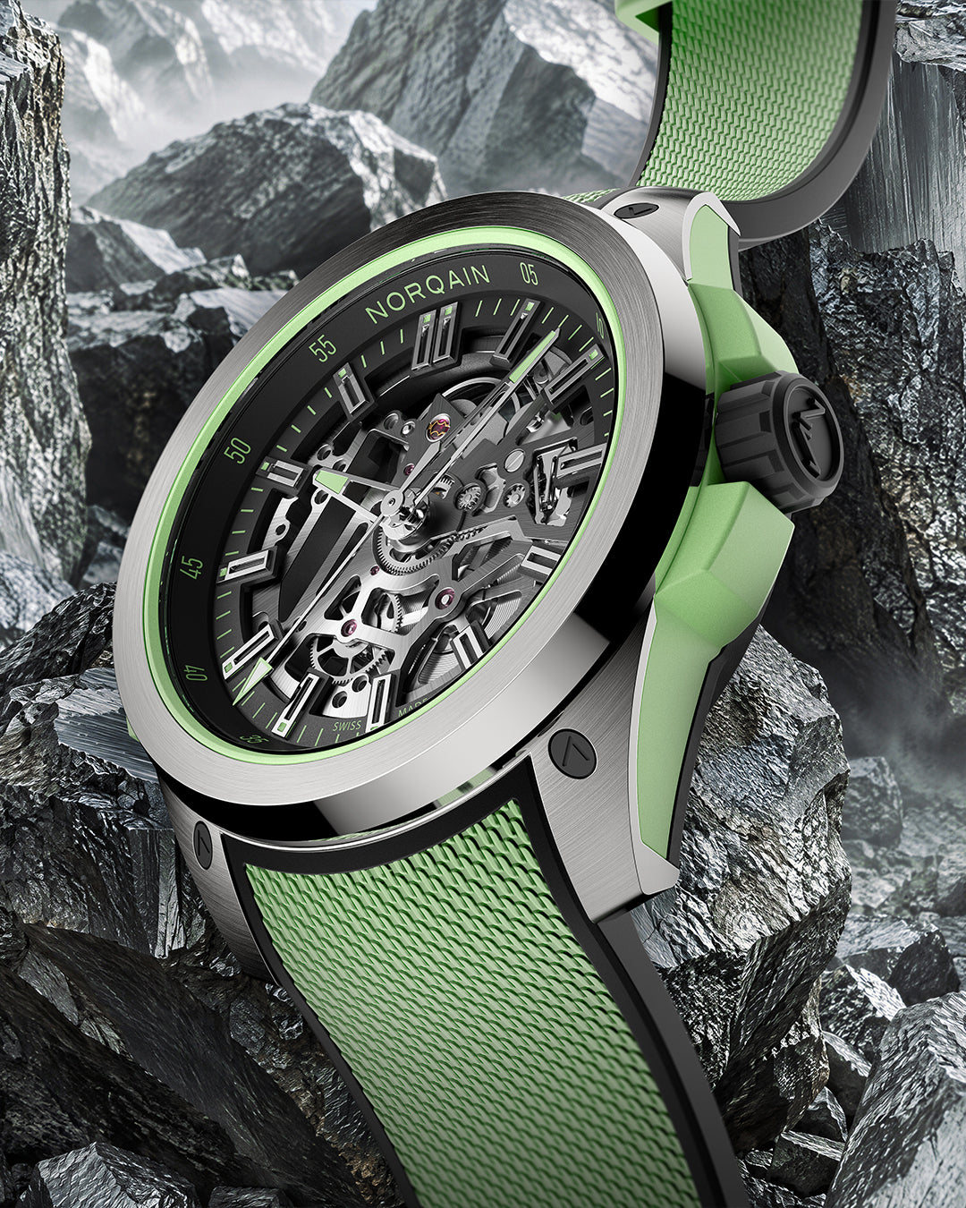 NORQAIN Wild ONE Skeleton Titanium Mint 42mm N3000.26T01.B01.R01
