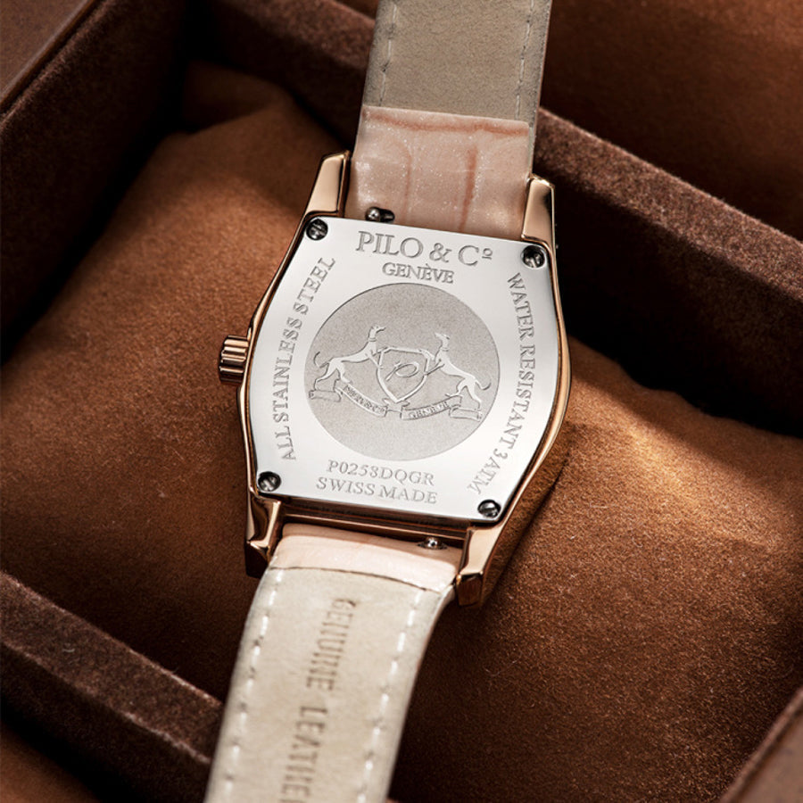 Allegra P0253DQS watch with pink mother-of-pearl dial and diamond accents