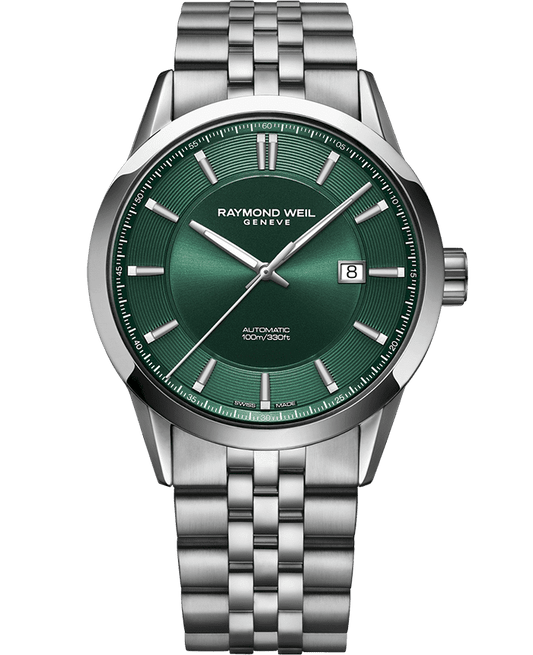 Raymond Weil Freelancer Men's Automatic Green Dial Stainless Steel Bracelet Watch, 42 mm (2731-ST-52001)