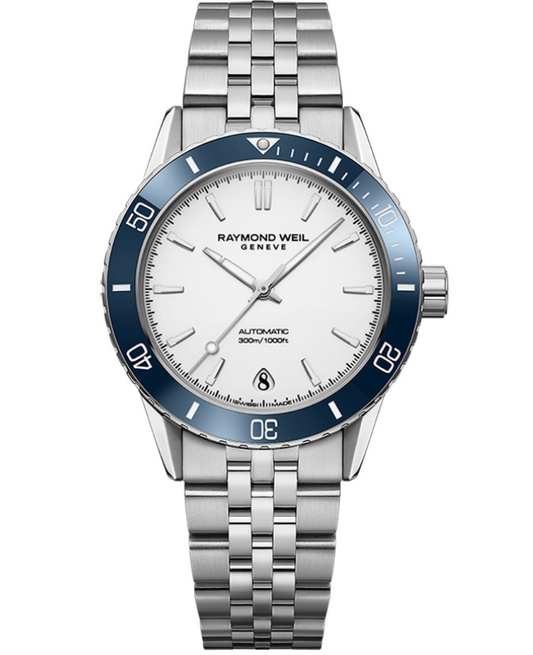 Raymond Weil Freelancer Men's Automatic White Dial Bracelet Watch, 36mm (2755-ST3-30001)