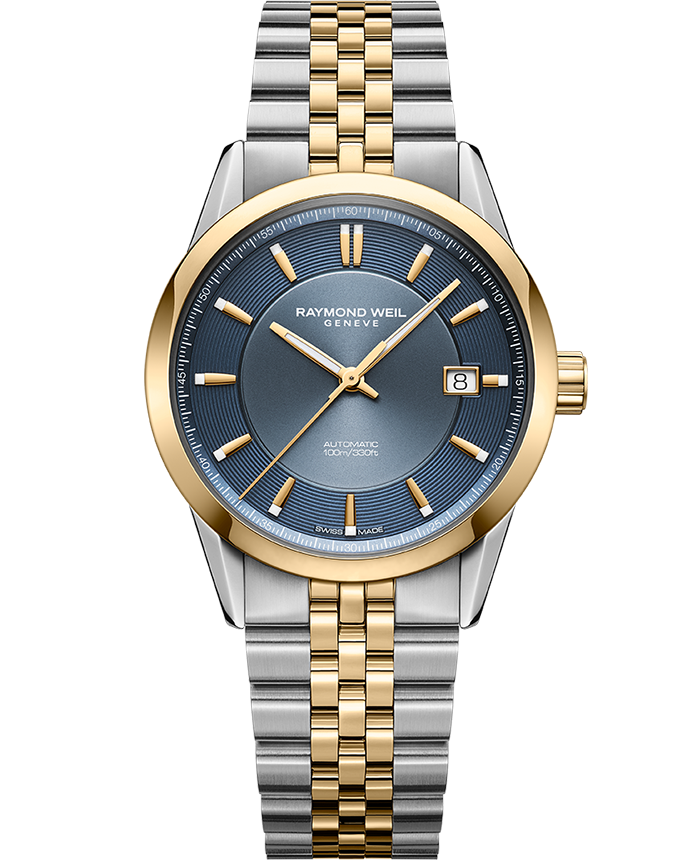 Raymond Weil Freelancer Men's Automatic Blue Dial Stainless Steel Two-tone Bracelet Watch, 38 mm (2771-STP-50051)