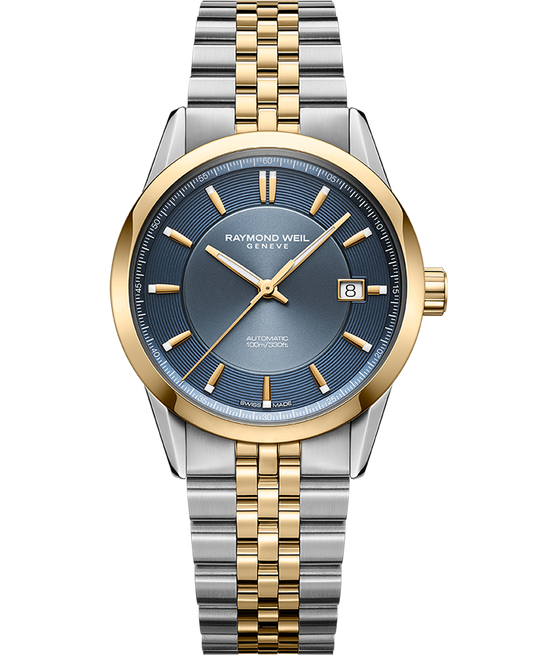 Raymond Weil Freelancer Men's Automatic Blue Dial Stainless Steel Two-tone Bracelet Watch, 38 mm (2771-STP-50051)