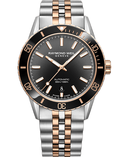 Raymond Weil Freelancer Diver Men's Two-Tone Gradient Black Dial Bracelet Watch, 42.5 mm (2775-S51-20052)