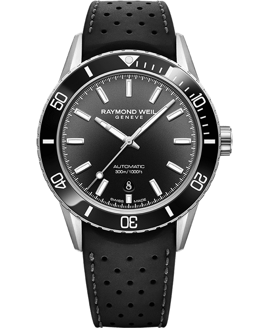 Raymond Weil Freelancer Diver Men's Stainless Steel & Rubber Black Dial Watch, 42,5 mm (2775-SR1-20051)