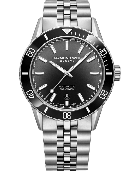 Raymond Weil Freelancer Diver Men's Stainless Steel Gradient Black Dial Bracelet Watch, 42.5 mm (2775-ST1-20052)