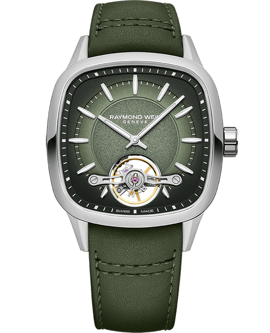 Raymond Weil Freelancer Calibre RW1212 Men’s Automatic Green Leather Strap Watch, 40 x 40 mm (2790-STC-52051)