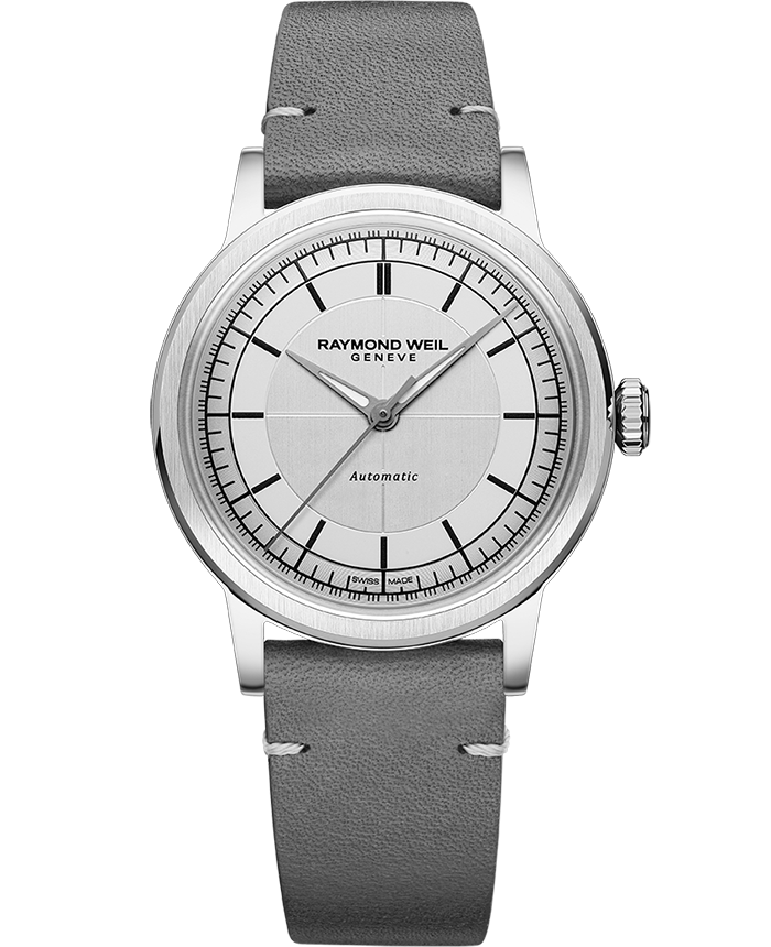 Raymond Weil Millesime Men's Automatic Silver Dial Leather Strap Watch, 35mm (2125-STC-65001)