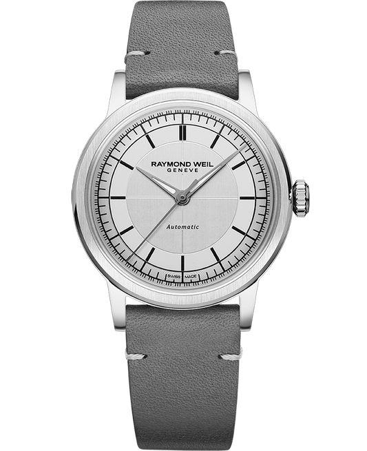 Raymond Weil Millesime Men's Automatic Silver Dial Leather Strap Watch, 35mm (2125-STC-65001)
