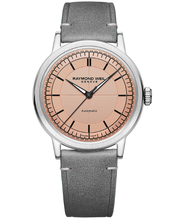 Raymond Weil Millesime Men's Automatic Grey Leather Strap Watch, 39.5 mm (2925-STC-80001)