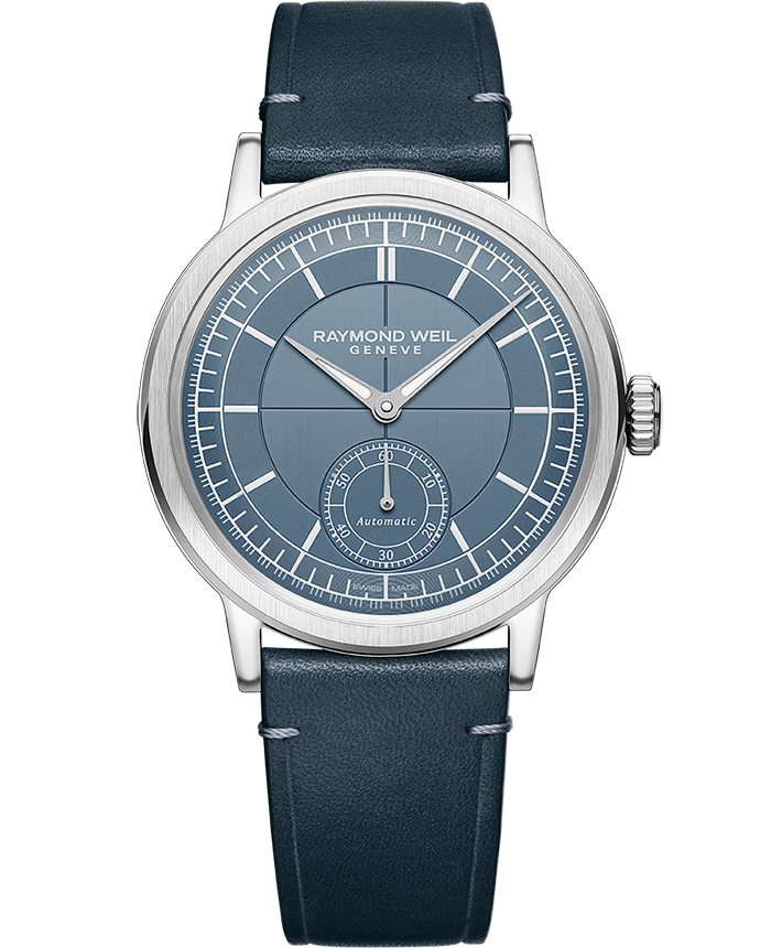 Raymond Weil Millesime Men's Automatic Denim Blue Dial Leather Strap Watch, 39.5mm (2930-STC-50011)