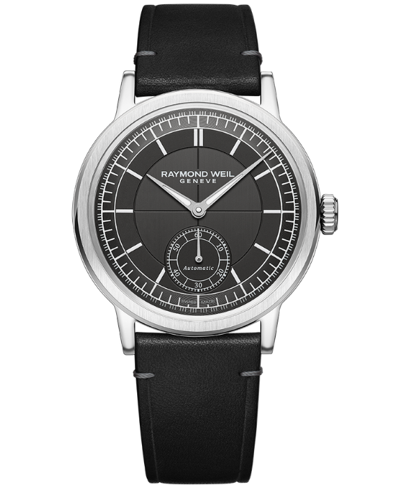 Raymond Weil Millesime Men's Automatic Small Seconds Black Leather Watch, 39.5 mm (2930-STC-60001)