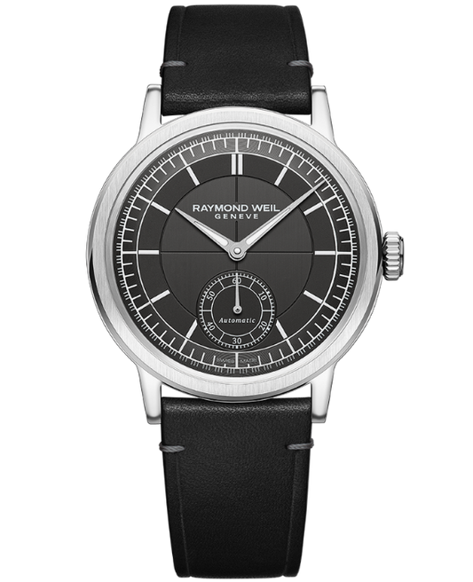 Raymond Weil Millesime Men's Automatic Small Seconds Black Leather Watch, 39.5 mm (2930-STC-60001)
