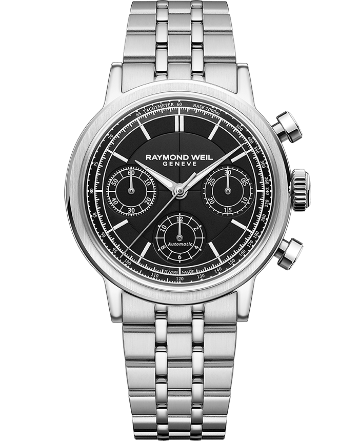Raymond Weil Millesime Men's Automatic Chronograph Black Dial Bracelet Watch, 39.5mm (7765-ST-20001)
