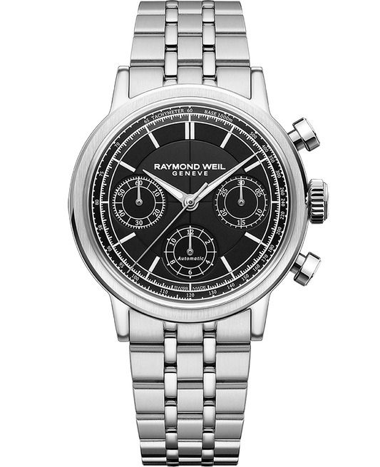 Raymond Weil Millesime Men's Automatic Chronograph Black Dial Bracelet Watch, 39.5mm (7765-ST-20001)