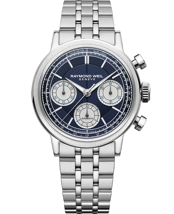 Raymond Weil Millesime Men's Automatic Chronograph Midnight Blue Dial Bracelet Watch, 39.5mm (7765-ST-50651)
