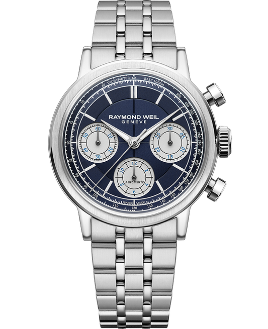 Raymond Weil Millesime Men's Automatic Chronograph Midnight Blue Dial Bracelet Watch, 39.5mm (7765-ST-50651)