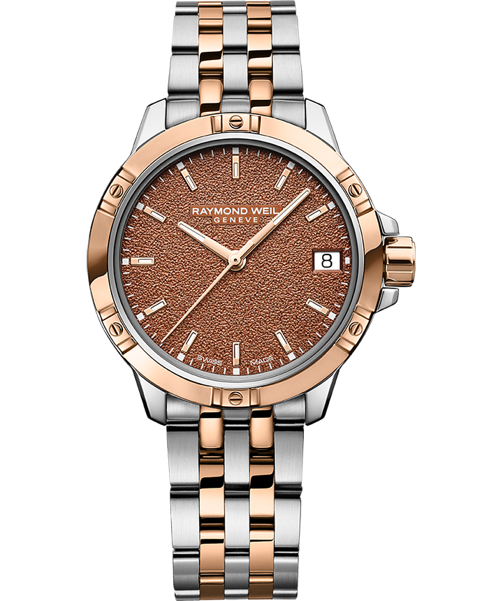 Raymond Weil Tango Men's Quartz Terracotta Frosted Dial Two-Tone Bracelet Watch, 30mm (5960-SP5-70061)