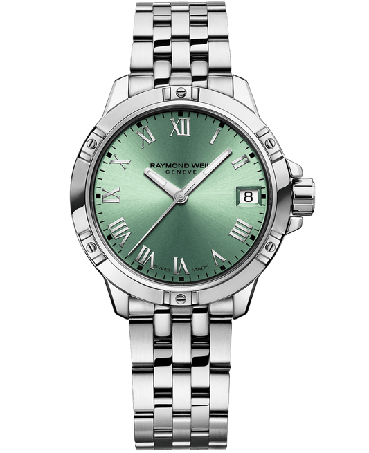 Raymond Weil Tango Classic Ladies Quartz Green Dial Steel Date Watch, 30mm (5960-ST-00520)