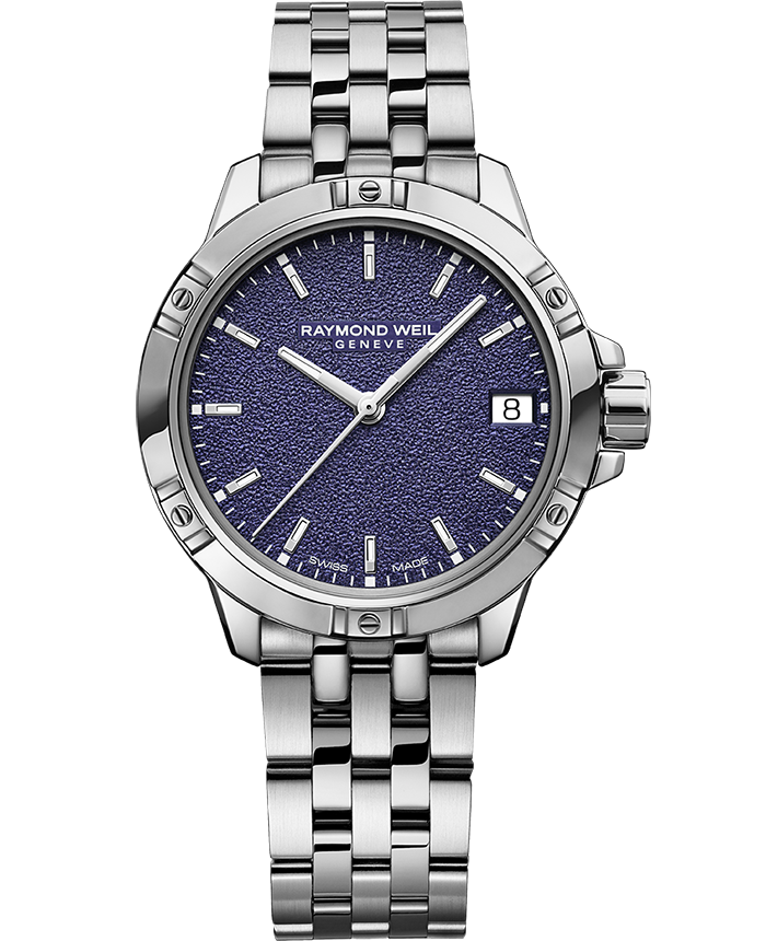 Raymond Weil Tango Men's Quartz Purple Frosted Dial Bracelet Watch, 30mm (5960-ST-50161)