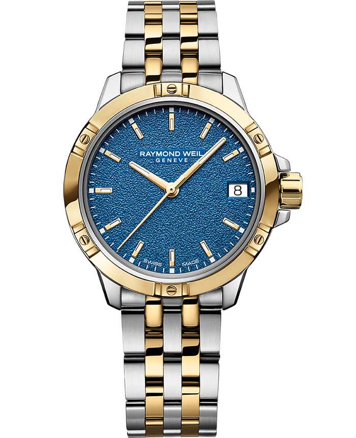 Raymond Weil Tango Men's Quartz Blue Frosted Dial Two-Tone Bracelet Watch, 30mm (5960-STP-50061)