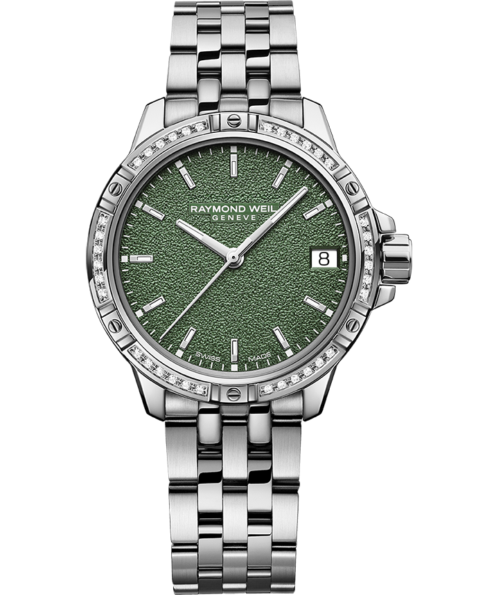 Raymond Weil Tango Men's Quartz Diamond Green Frosted Dial Bracelet Watch, 30mm (5960-STS-52061)