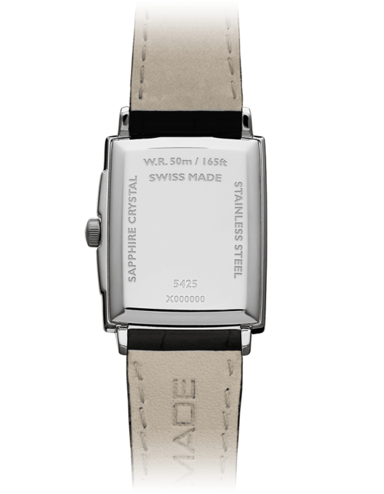 Raymond Weil Toccata 男士经典矩形不锈钢白色表盘黑色皮革 5425-STC-00300
