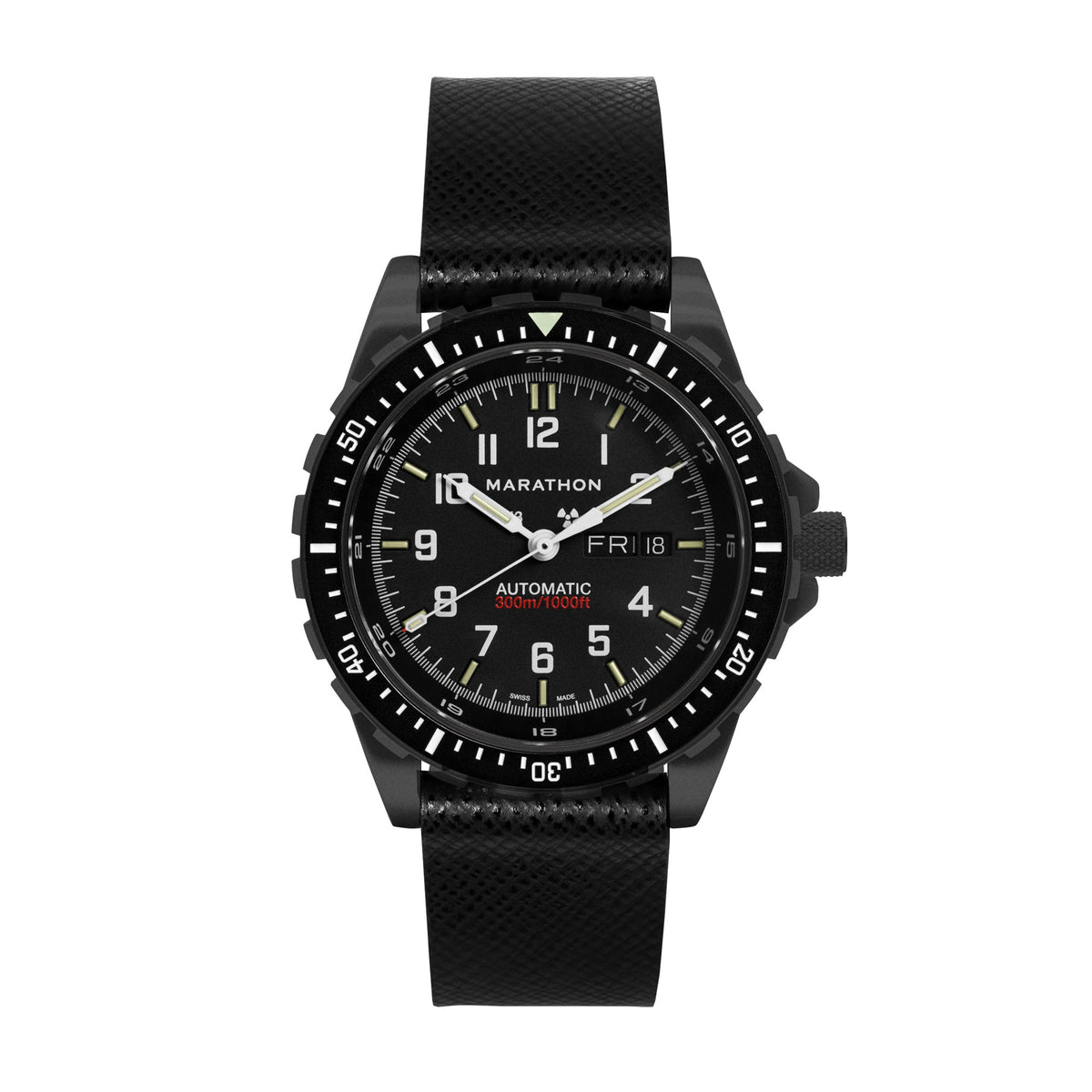 Marathon 2-Piece Leather Strap, 22mm, Black, Anthracite Hardware