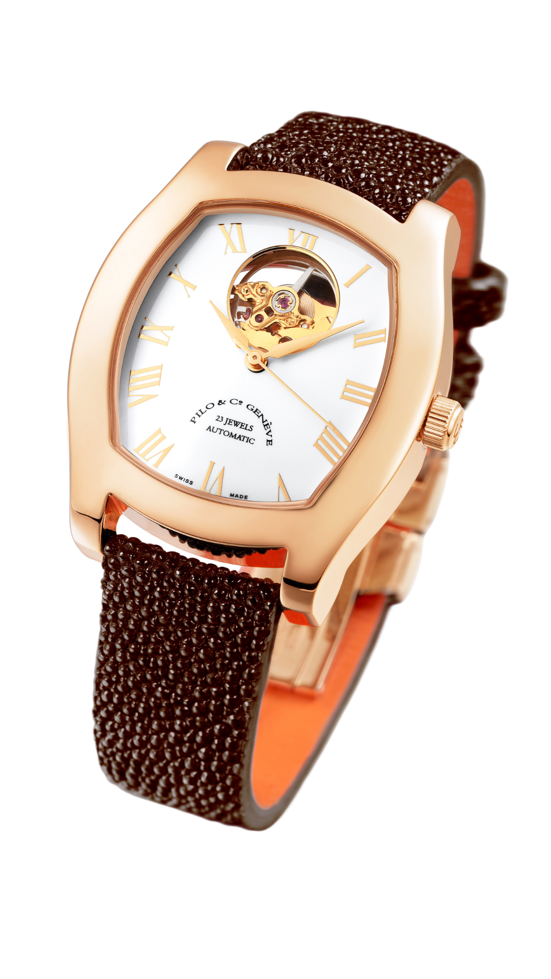 Open Heart Automatic Watch for Women with White Dial