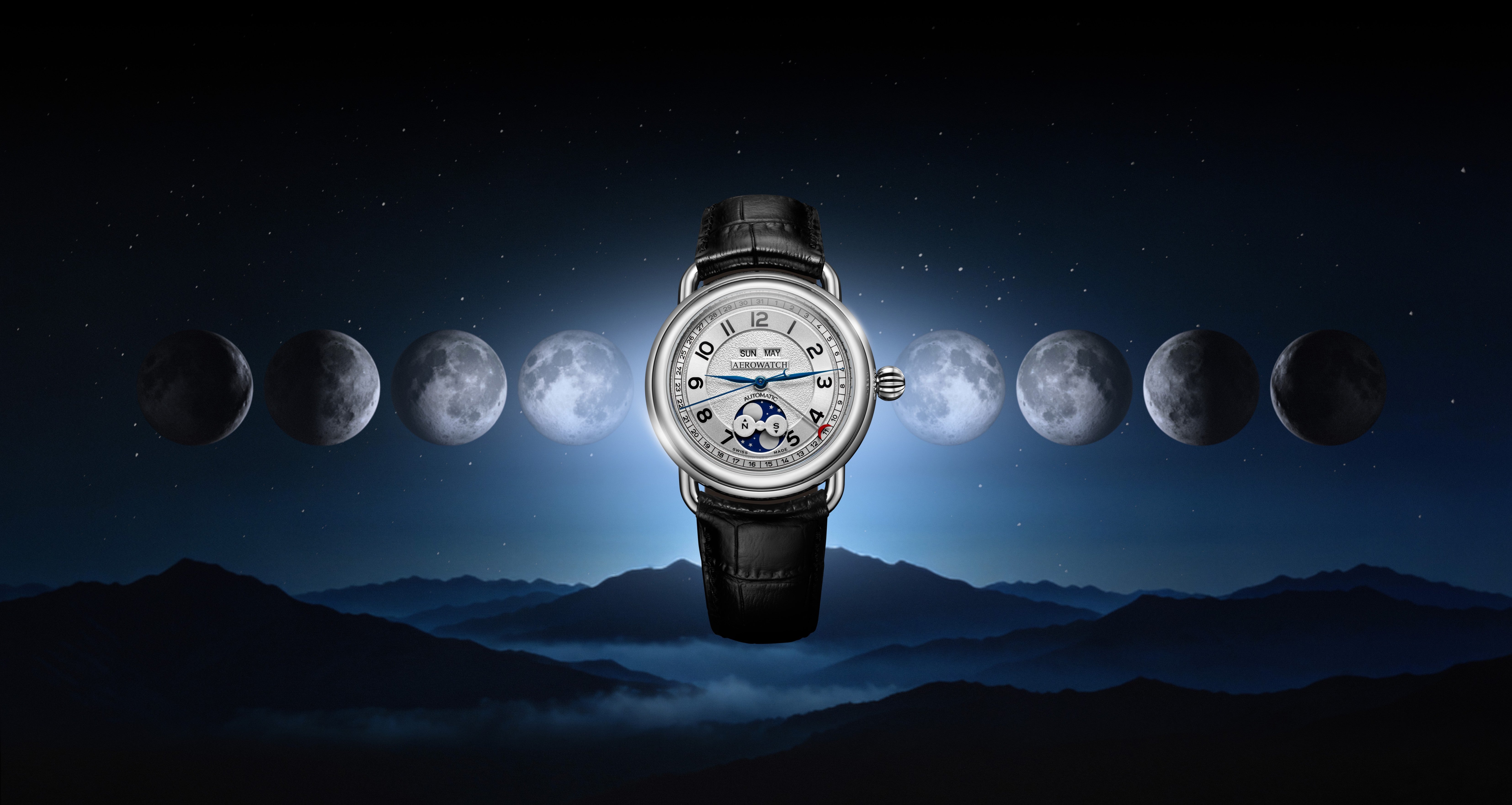 AEROWATCH 1942 CALENDRIER COMPLET: DOUBLE MOON PHASE AND TIMELESS ELEGANCE