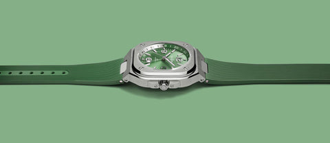BR-05 GMT GREEN STEEL: BELL & ROSS'S URBAN GMT WATCH