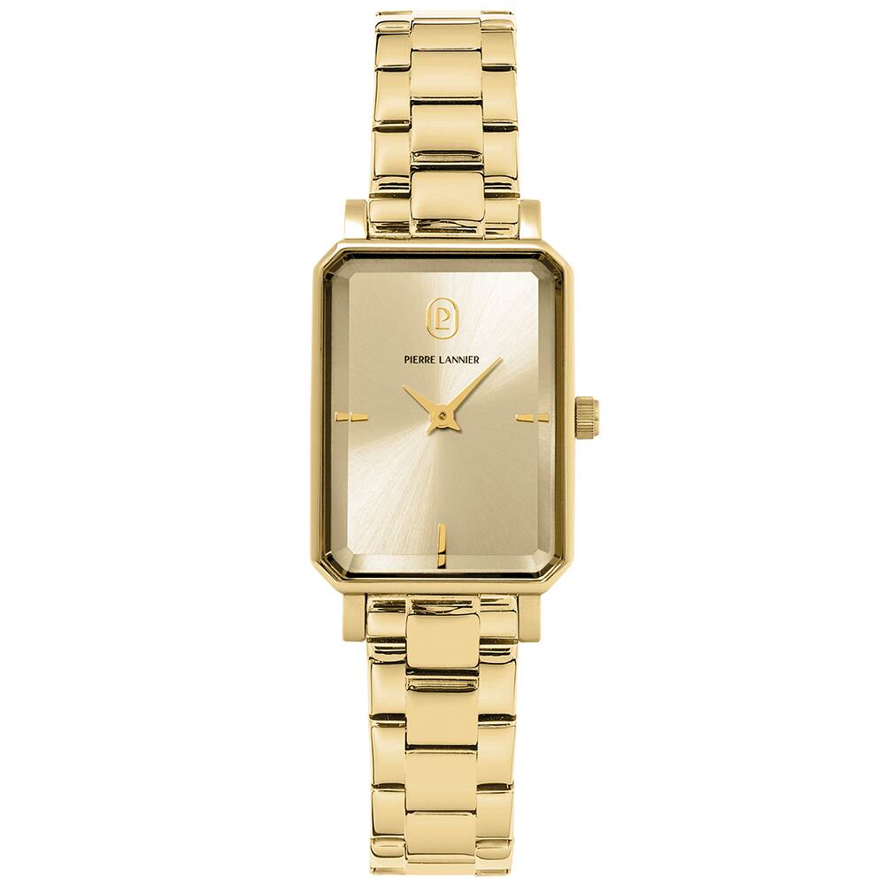 PIERRE LANNIER Ladies Quartz Watch ARIANE Sunray Gold Dial Gold Stainless steel 12MM Strap 007J542